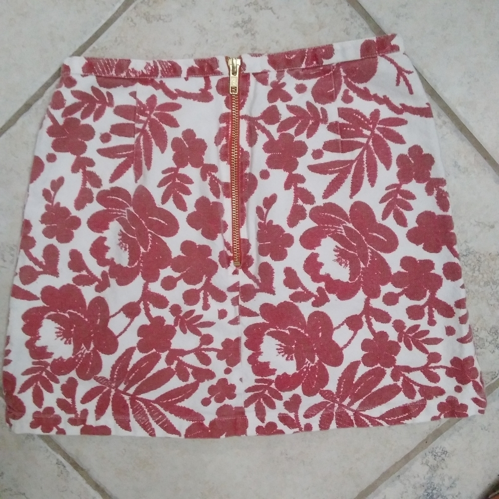 Topshop | Red &White Rose Print Mini Skirt sz.2